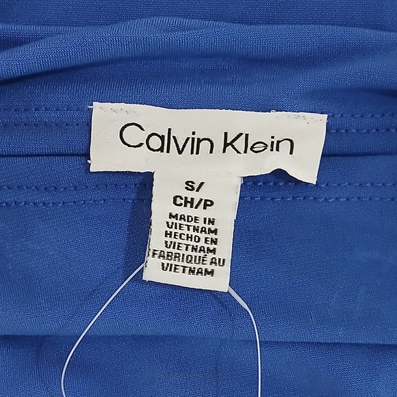 Calvin Kline sz S Dazzing Blu Sleeveless Mockneck Top with Gathered Seam - Picture 3 of 13